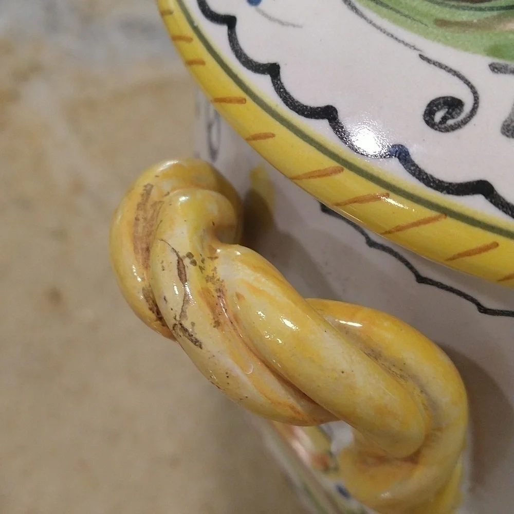 Vintage hand-painted Italian biscotti biscuit jar container